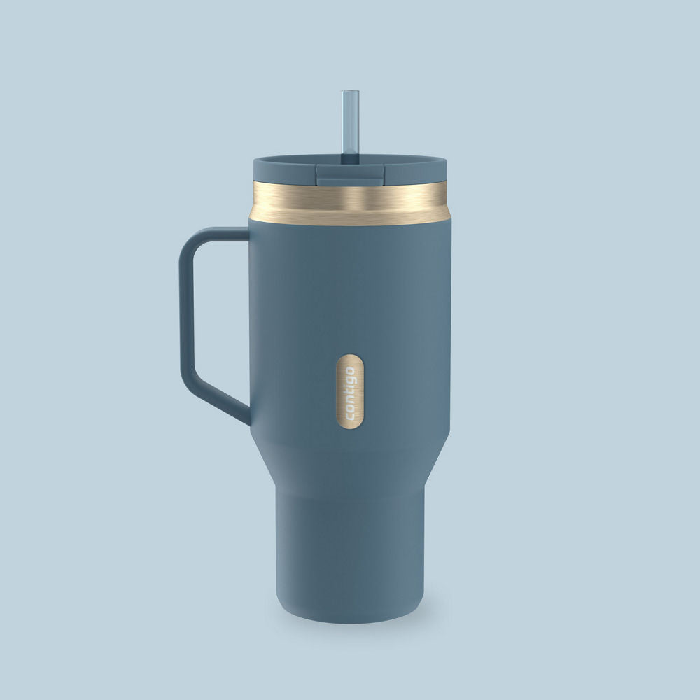30 oz SnapSeal™ Tumbler (w/ Straw & Handle) - Denim Champagne